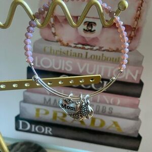 Silver and Pink 'Mom' Charm Bracelet